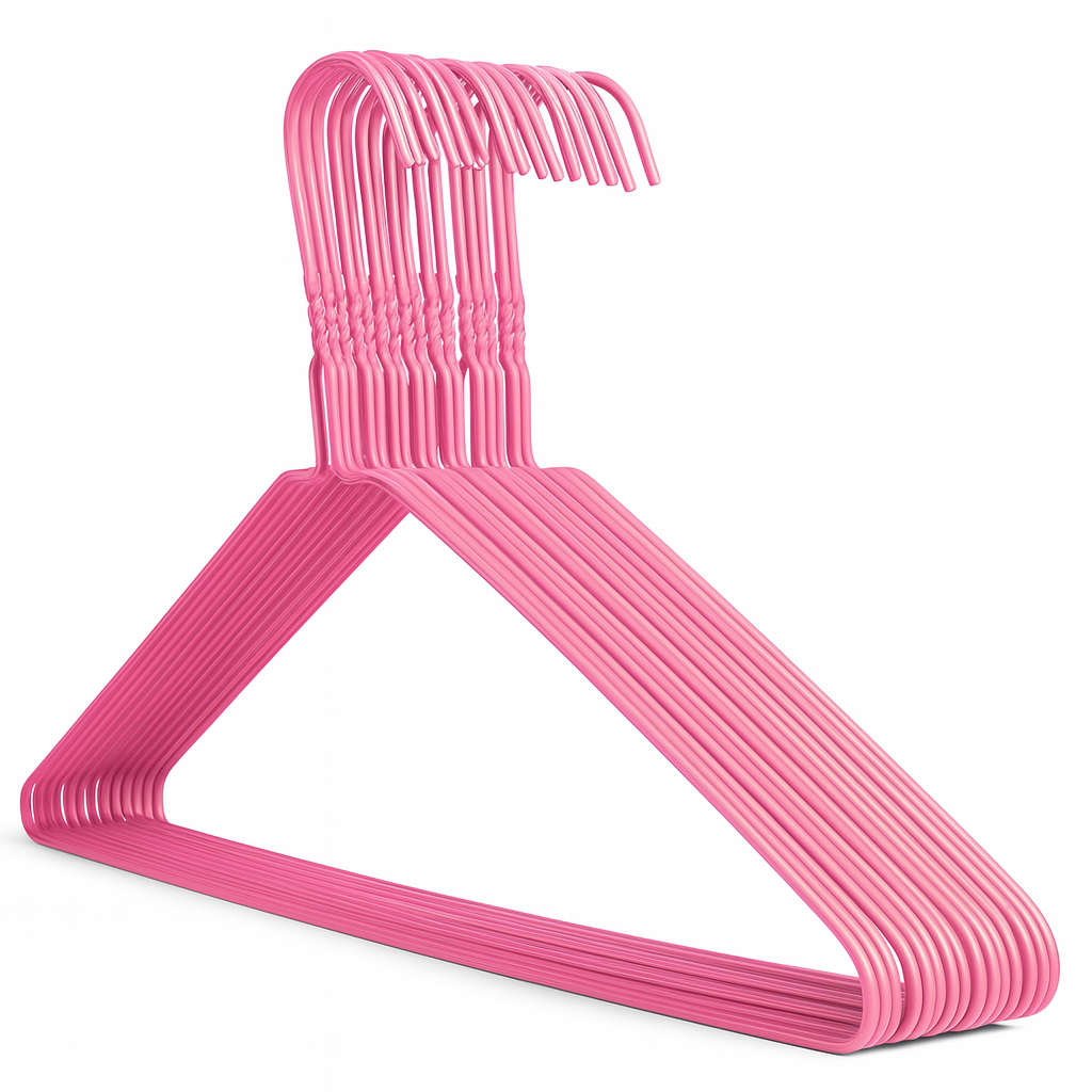 Pink Metal Coat Hangers - Plain