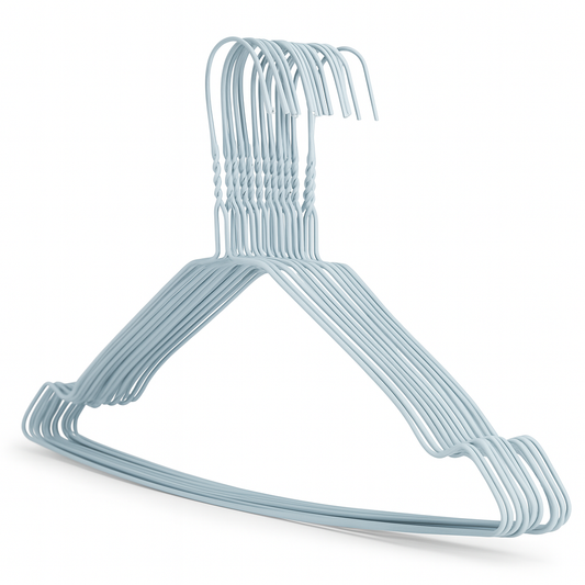 White Metal Coat Hangers - Notched