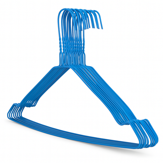 Premium Blue Metal Coat Hangers 10 Gauge - Notched
