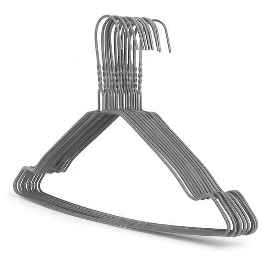 Grey Wire Coat Hangers - Notched