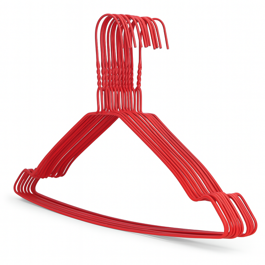Red Wire Coat Hangers - Notched