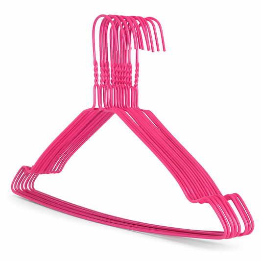 Pink Metal Coat Hangers - Notched
