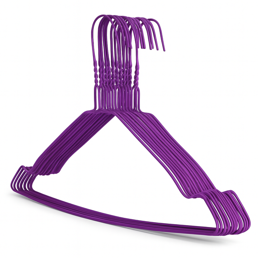 Premium Purple  Metal Coat Hangers 10 Gauge - Notched
