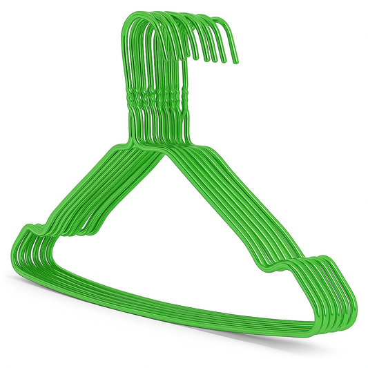 Premium Green  Metal Coat Hangers 10 Gauge - Notched
