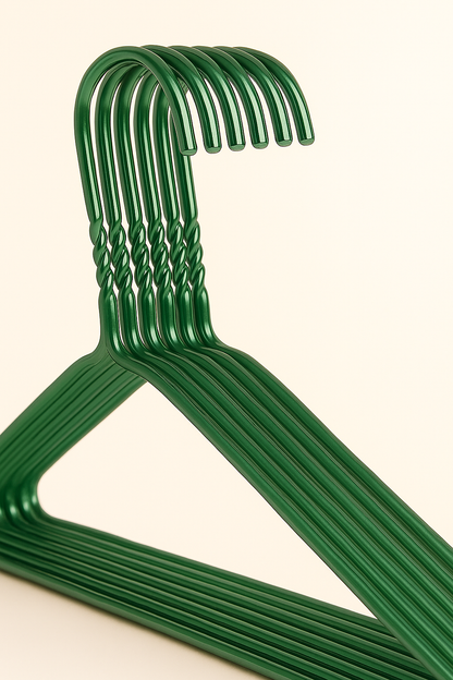 Premium Green  Metal Coat Hangers 10 Gauge - Notched