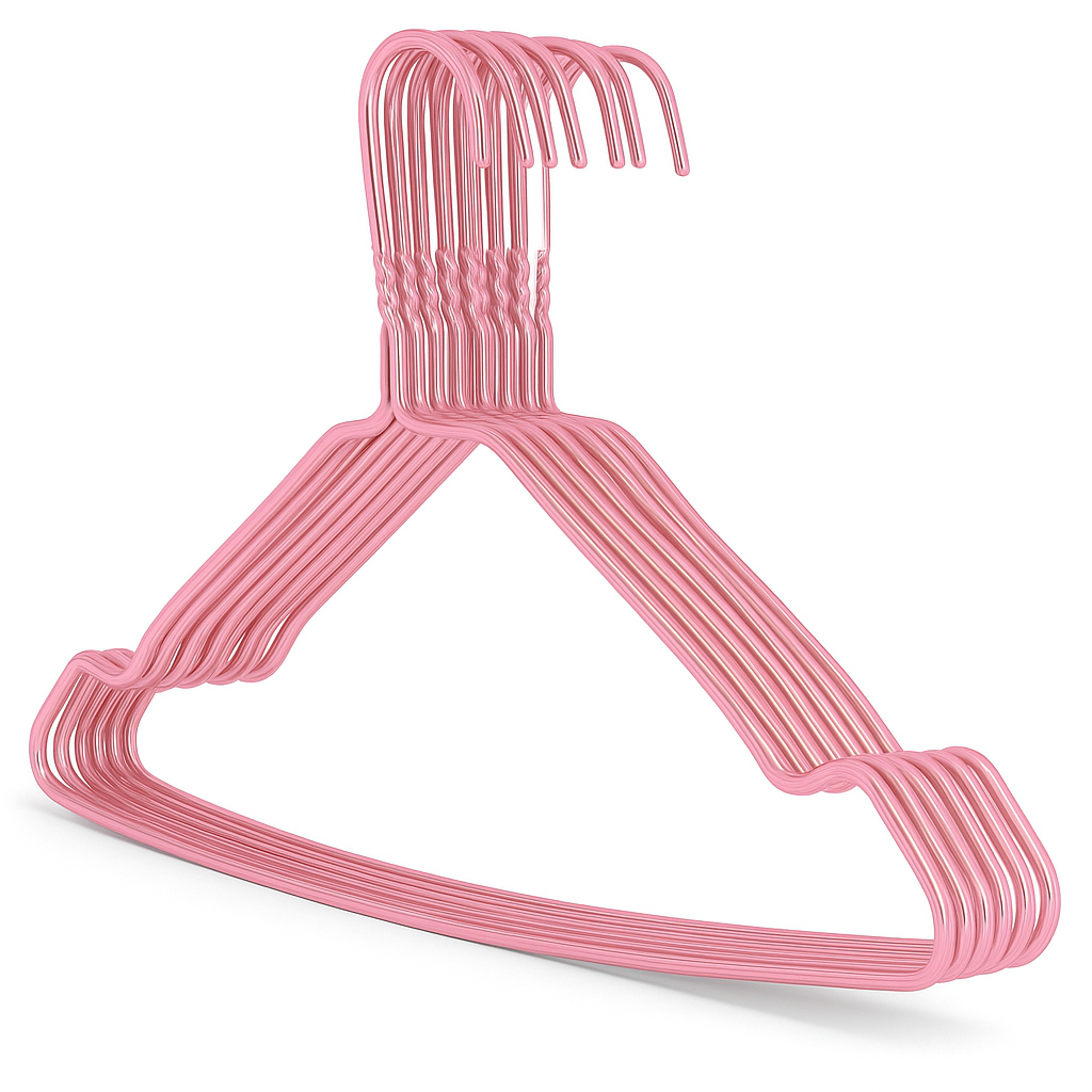 Premium Pink  Metal Coat Hangers 10 Gauge - Notched