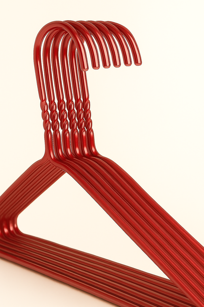 Premium Red  Metal Coat Hangers 10 Gauge - Notched