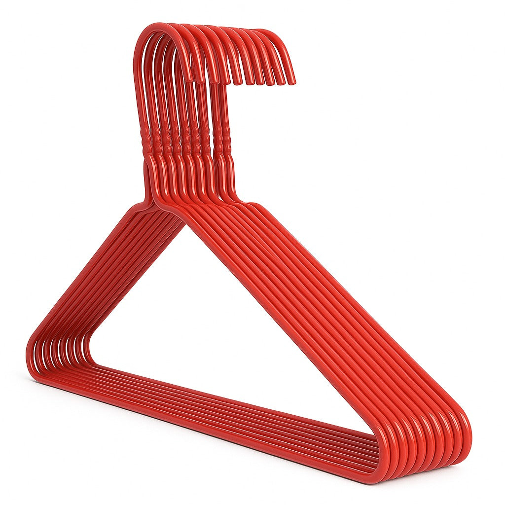 Premium Red Metal Coat Hangers 10 Gauge - Plain