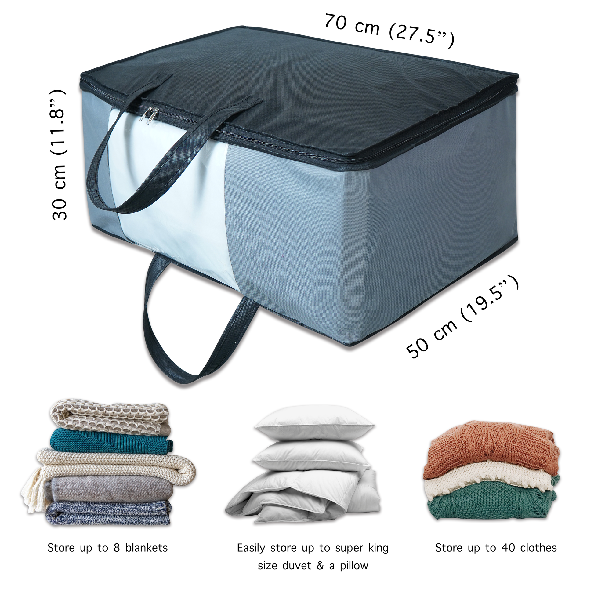 Vieshful 3 Pack Underbed Storage Bags 75L Foldable Clothes Bag Large C